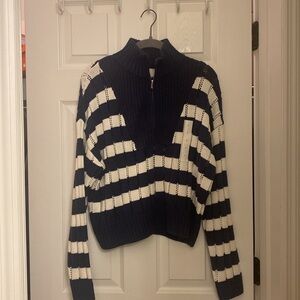 NWOT a new day Navy and Cream Striped Sweater